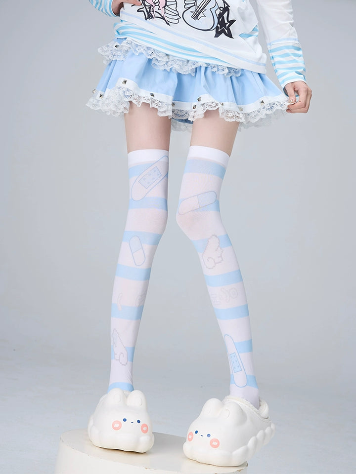 Tenshi Kaiwai Socks Over-the-Knee Socks Velvet High Tube Socks 36524:535674