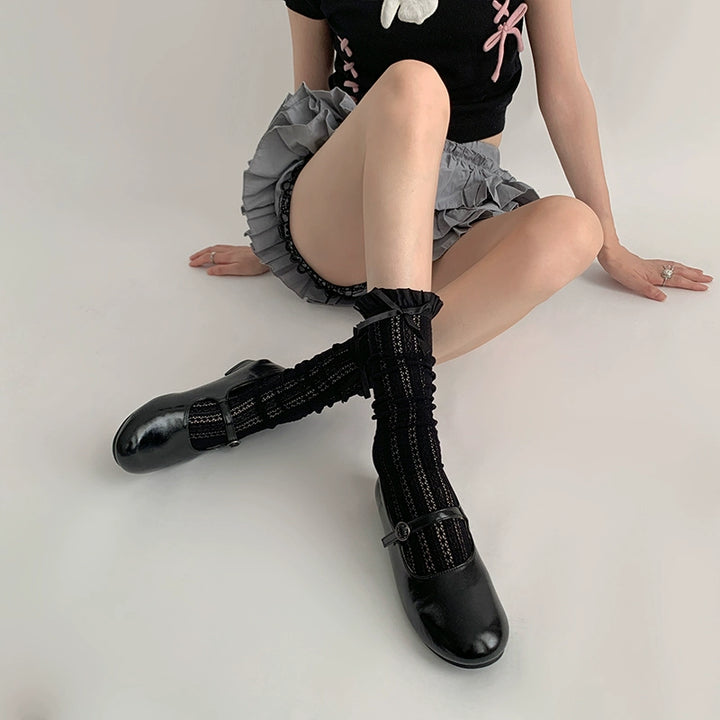 Lightweight Lolita Socks, Scrunchy Ankle/Mid-Calf 2-in-1 43226:771870