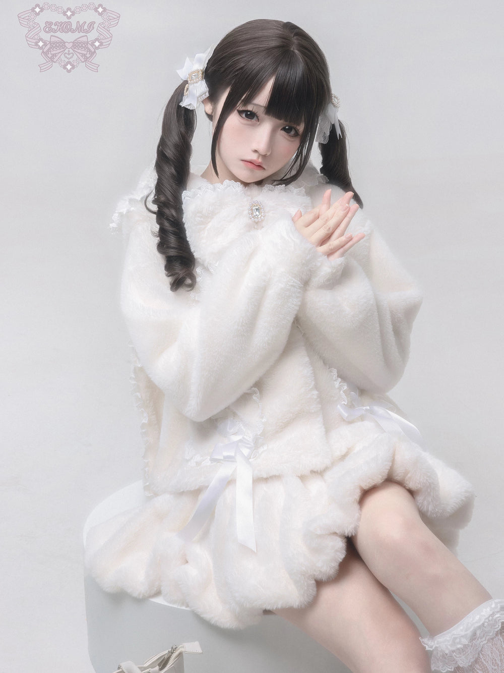 Ryousangata Winter Bunny Ear Hooded Coat Outfit 44590:814024