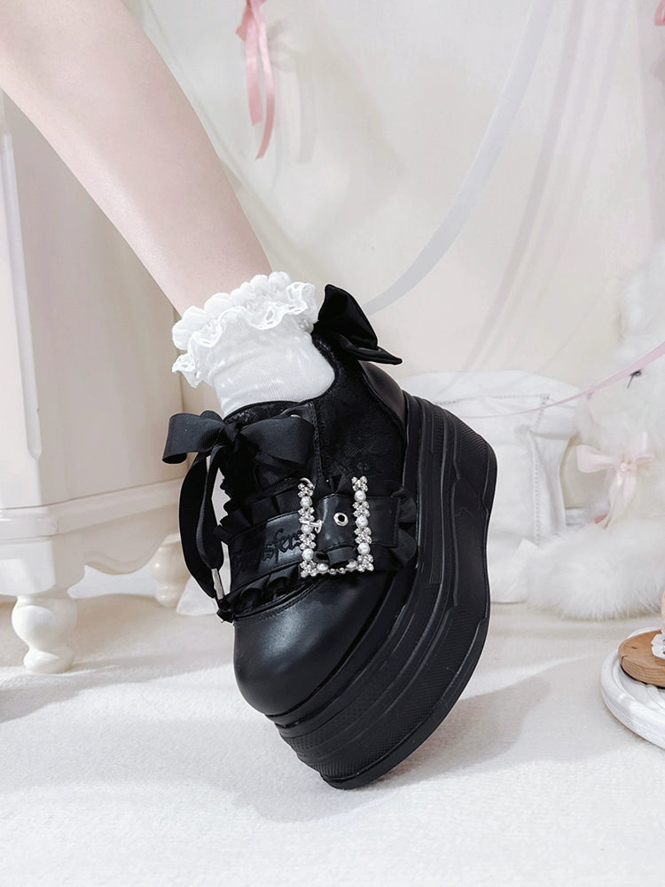 Ryousangata High Platform Shoes, Satin Bow 43688:783044
