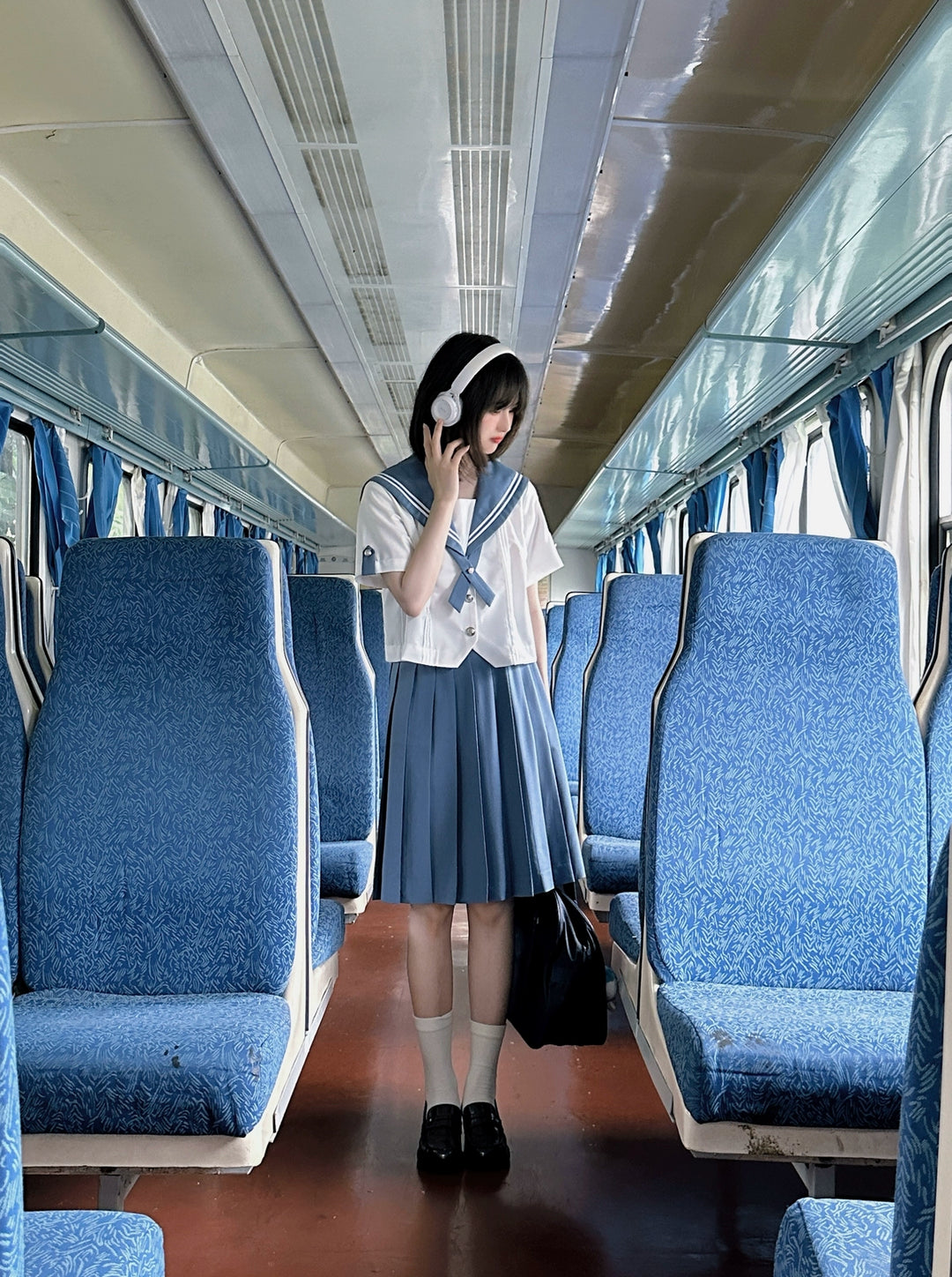 Summer JK Uniform Set, Sailor Collar Blouse, Pleated Skirt 43329:774755