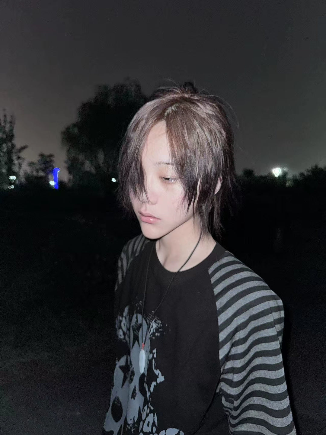 Cotton Subculture T-shirt, Gothic Skull & Leopard Heart Print 43225:771696