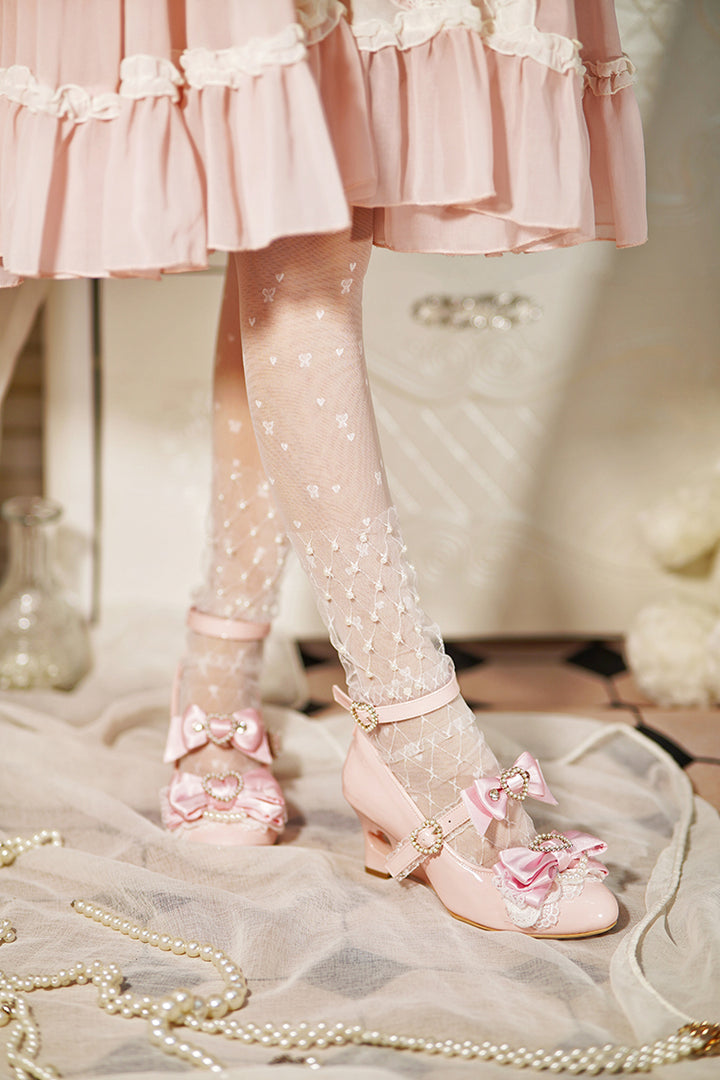 Princess Lolita Wedge Shoes with Open Heart Hollow Heel 42709:750010