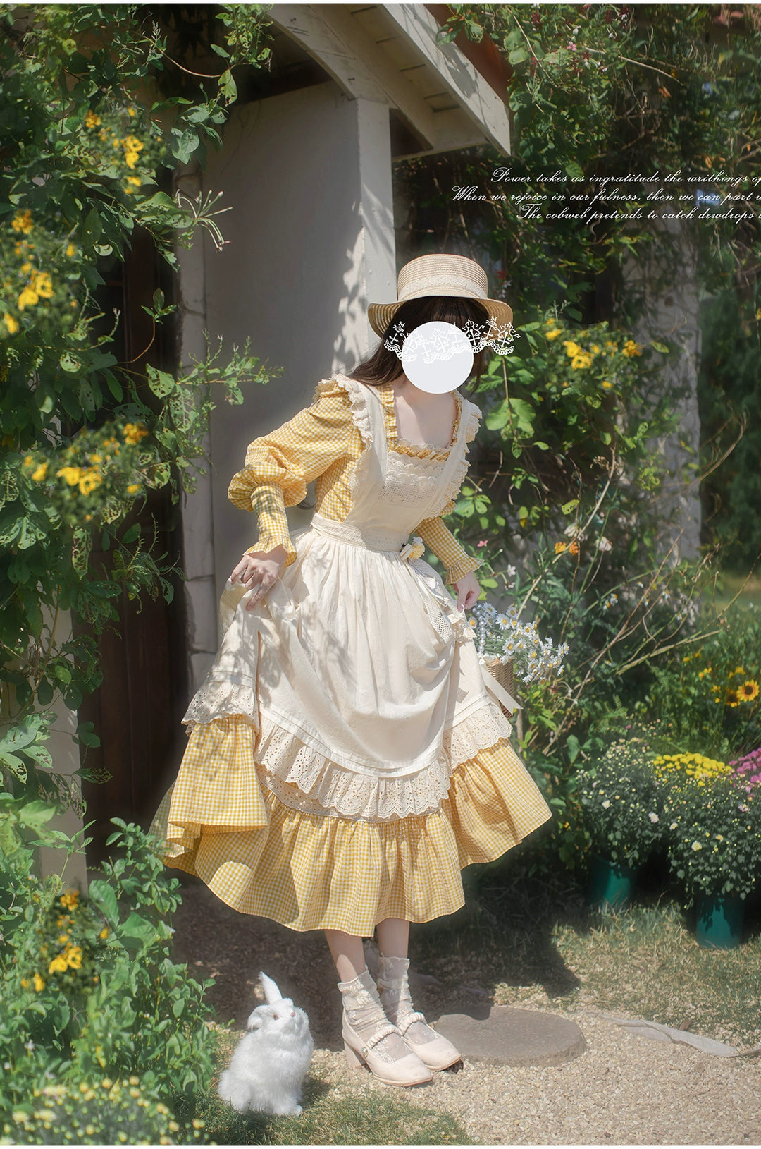 Country Lolita Dress Set Short/Long-Sleeved OP and Cotton Over-Skirt 42815:754226