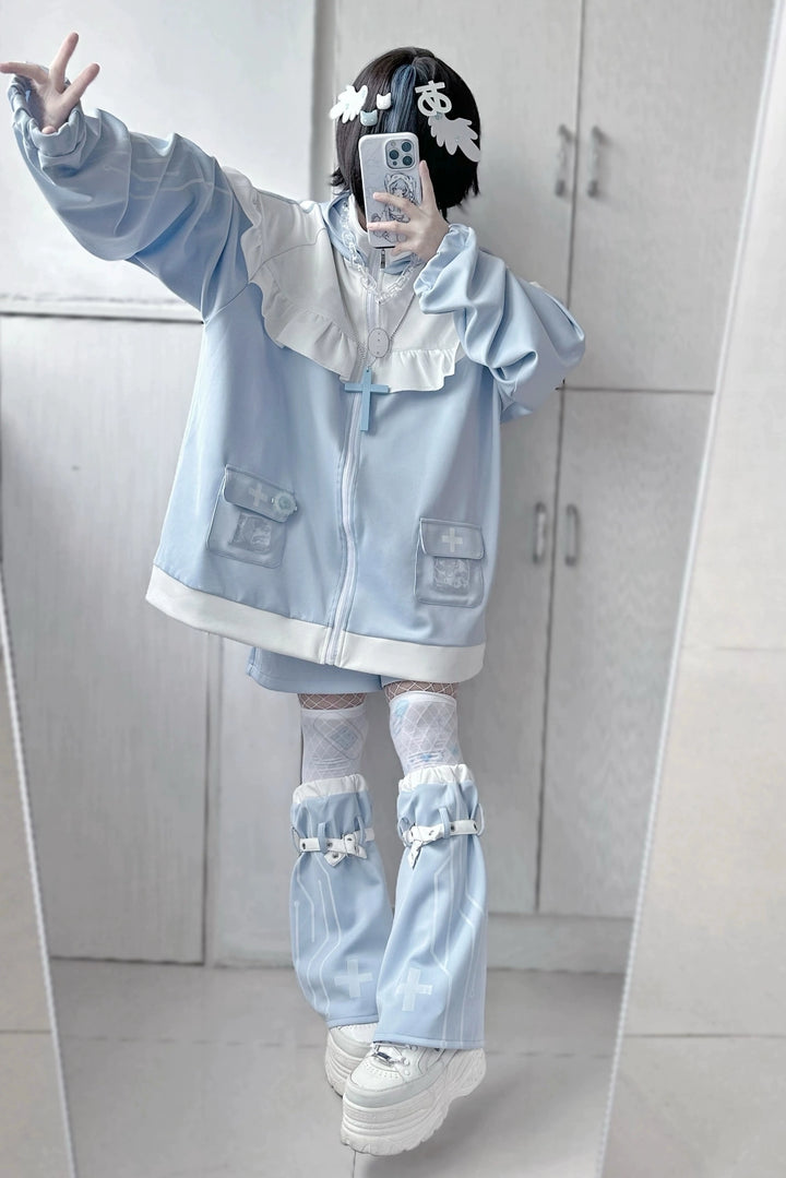 Tenshi Kaiwai Cat Ears Jacket With Ruffle And Pocket & Shorts Multicolor 39092:615394