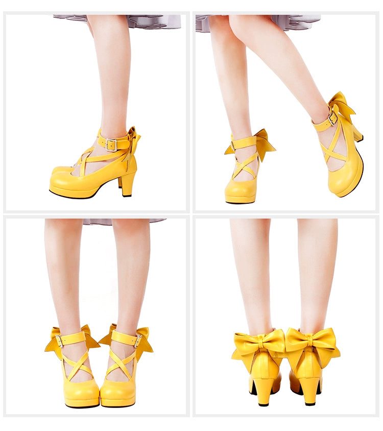 Lolita Shoes High Heel Shoes With Round Toe And Bow Ties Multicolor 31646:368920 31646:368920