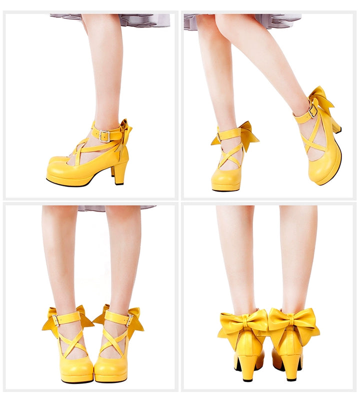 Lolita Shoes High Heel Shoes With Round Toe And Bow Ties Multicolor 31646:368920 31646:368920