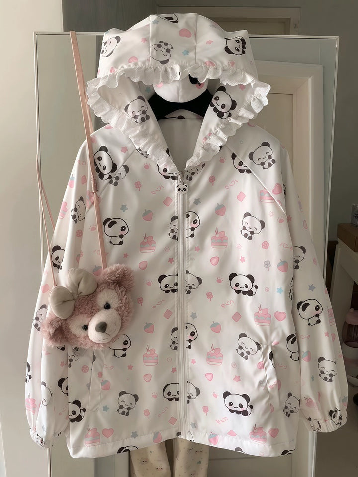 Kawaii Hooded Sunscreen Jacket with Cat Ears & Animal Prints (L M S XL XXL) 42905:759096