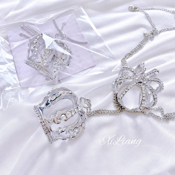 Jirai Kei Necklace Large Crown Rhinestone Jewelry 35282:492180