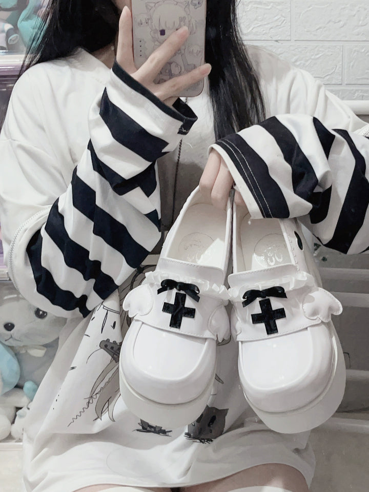 Tenshi Kaiwai Shoes High Heels Shoes Round Toe Platform Shoes 35442:512562