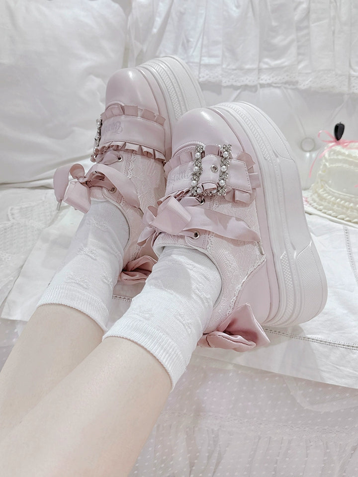 Ryousangata High Platform Shoes, Satin Bow 43688:783030