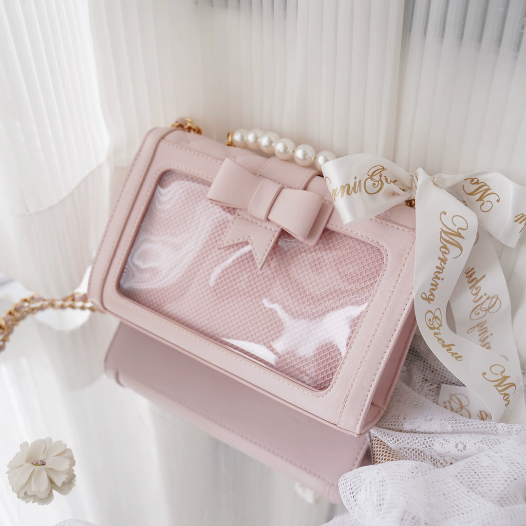 Kawaii Ita Bag Bow Rhombus Grid Shoulder Bag Multicolor (Pink) 21906:349712