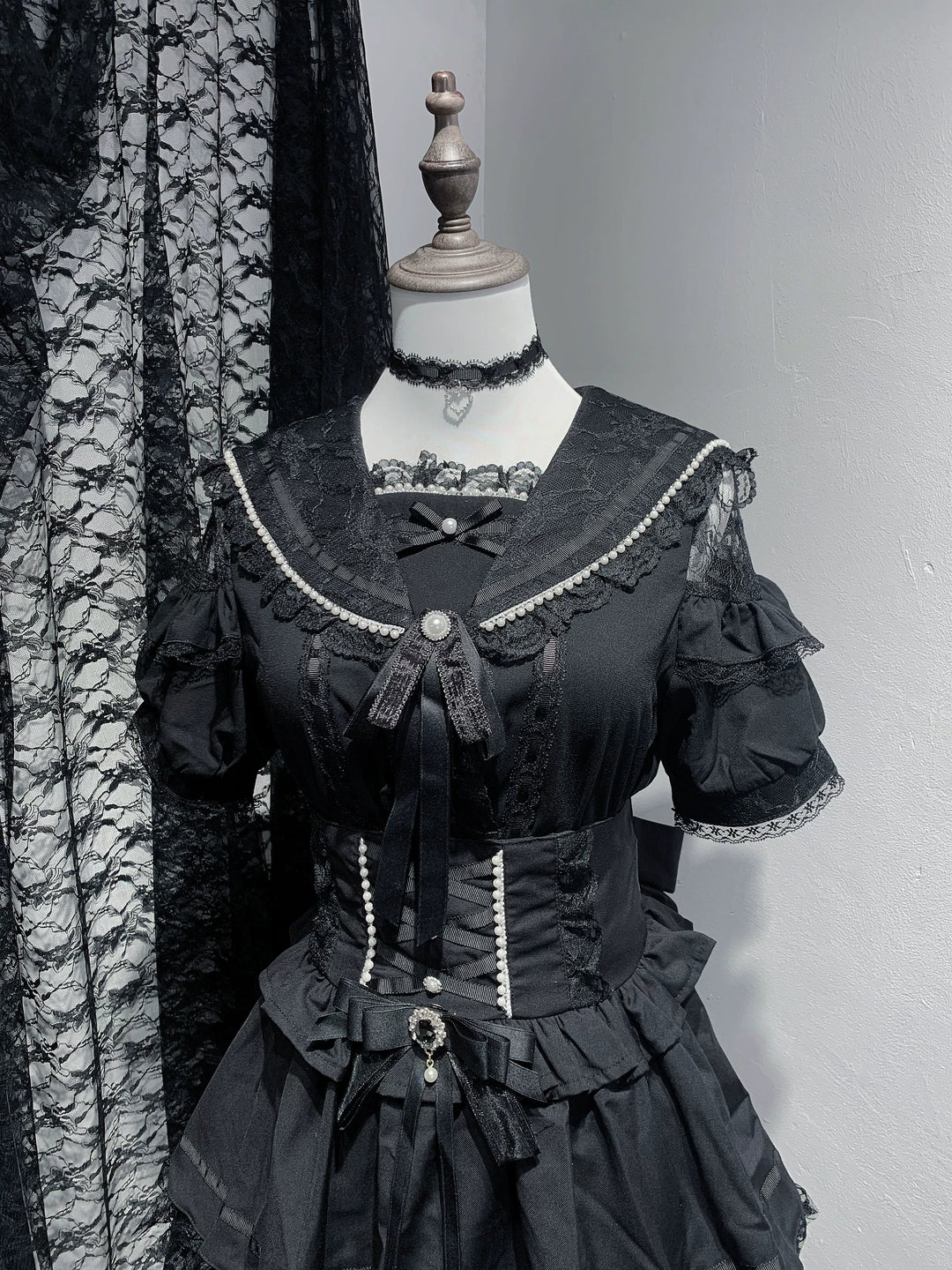 Jirai Kei Blouse Sailor Collar Shirt Long-sleeved Top (L M S XL) 39446:771252