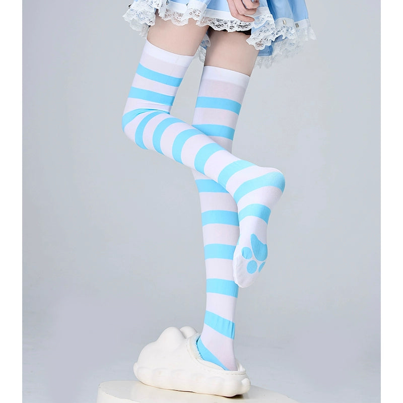 Tenshi Kaiwai Thigh-high Socks Velvet Striped Women Socks (F) 35352:489516