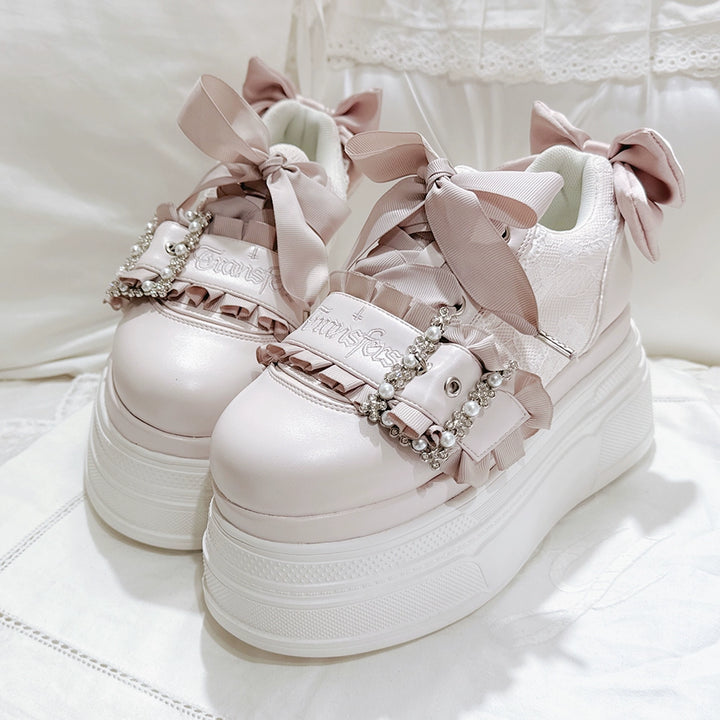 Ryousangata High Platform Shoes, Satin Bow (35 36 37 38 39 40) 43688:783012