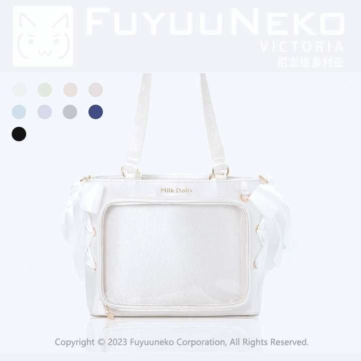 Satin Ita Bag, Clear Window & Detachable Ribbon Bow (White) 43227:771960