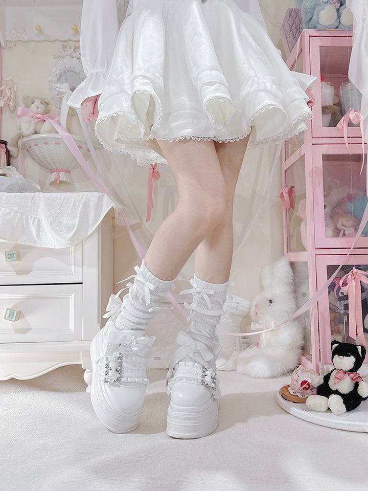 Ryousangata High Platform Shoes, Satin Bow 43688:783027