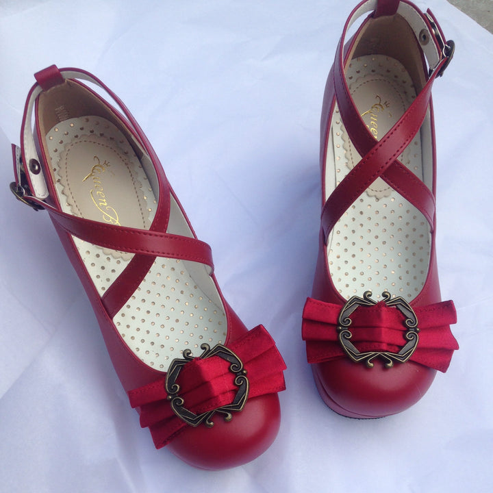 Lolita Shoes Mori Kei High Heels Shoes Multicolor (34 35 36 37 38 39 40 / Red) 28952:341428