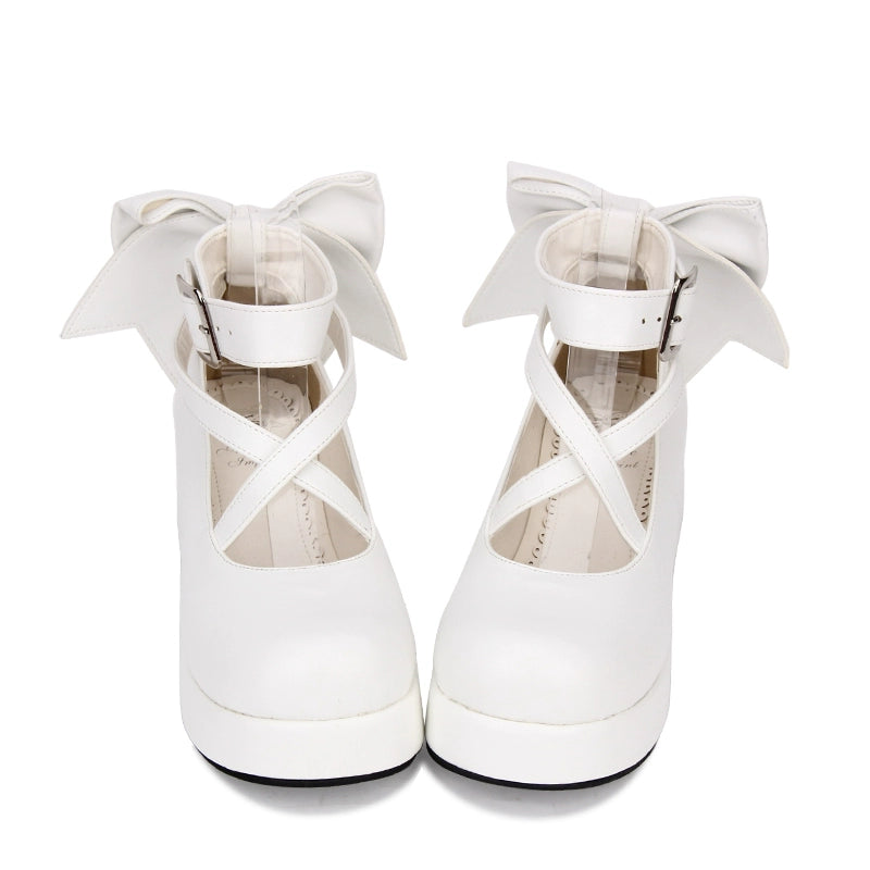 Lolita Platform Shoes Big Bow Round Toe Shoes Multicolor (White / 33 34 35 36 37 38 39 40 41 42 43 44 45 46 47) 31644:370252