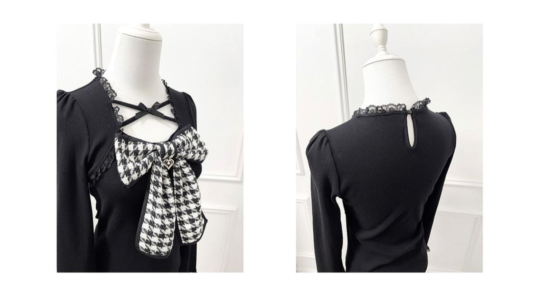 Ryousangata Knit Top, Chest Big Bow 44175:800588