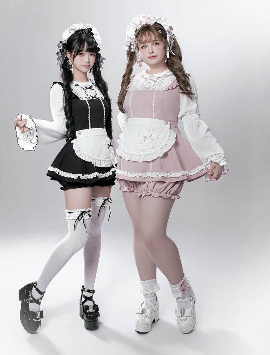 【Fluffy Heart】橱窗人偶日系女仆感可拆卸围裙萌系套装 现货 44119:796772