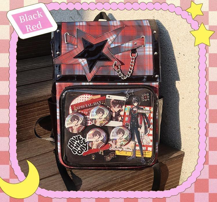 Subculture Ita Bag Plaid Star Large Capacity Ita Backpack 40120:665902
