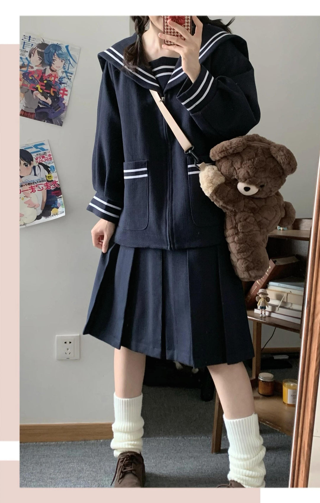 Winter JK Uniform Set, Coat and Pleated Skirt 43727:783849