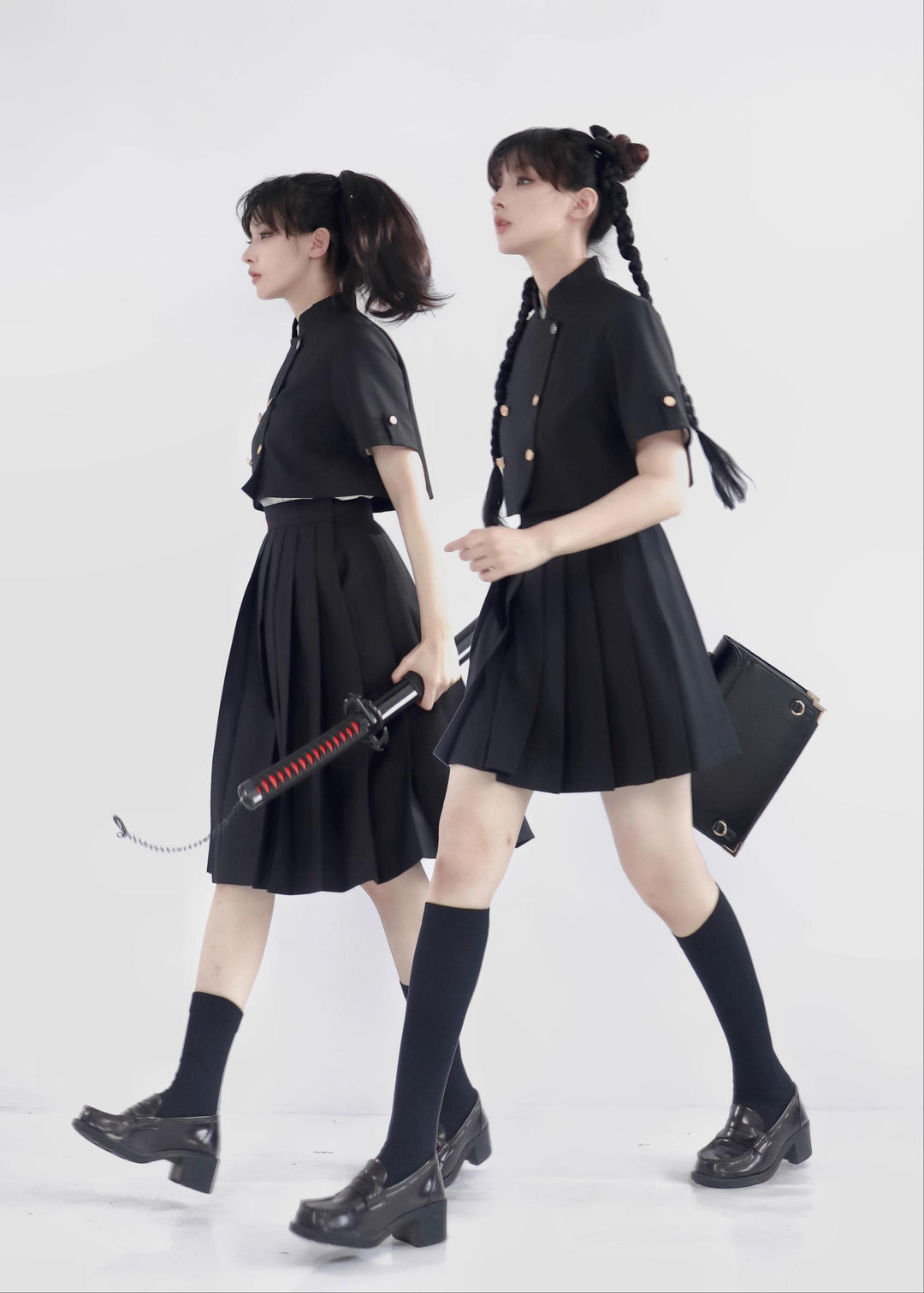 JK Uniform Pleated Skirts with Six Lengths & Embroidered Coat 42566:746366