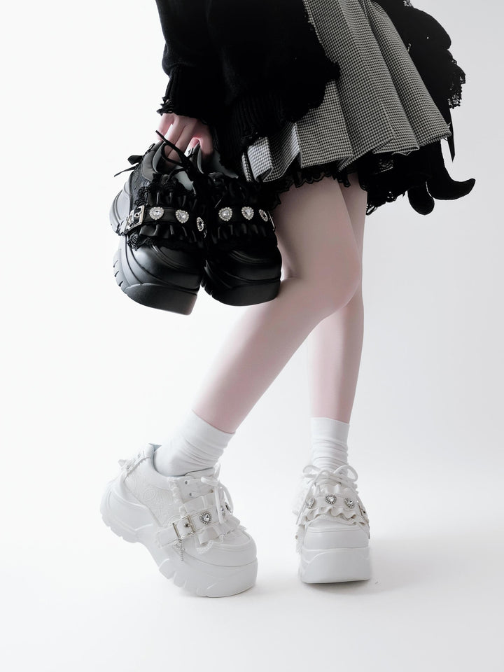 Subculture Platform Shoes, Heart-shaped Rhinestone 43619:781224