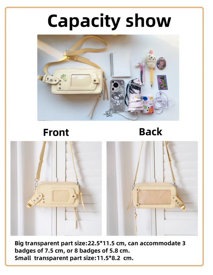 Gyaru Ita Bag Brick-like Crossbody Bag Motorcycle Handle Bag 41756:721498