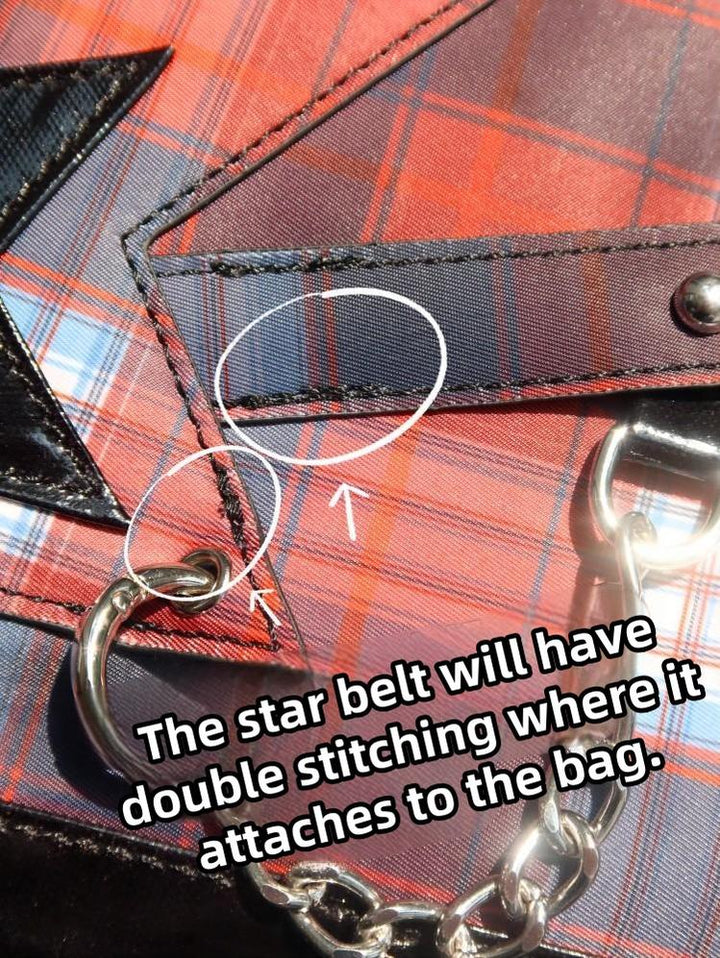 Subculture Ita Bag Plaid Star Large Capacity Ita Backpack 40120:665918
