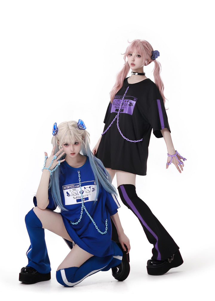 Subcul Jirai Kei T-shirt Outfit, Detachable Chain 43194:771537