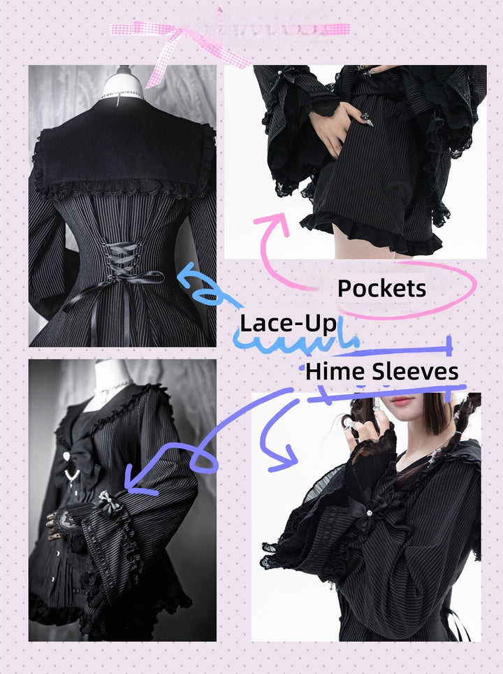 Jirai Kei Hime Sleeves Dress, Pocketed Shorts 44215:808564