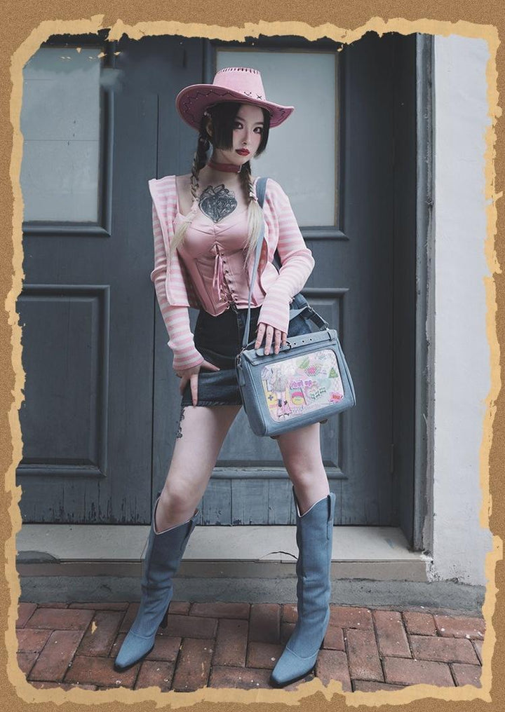 Kawaii Ita Bag Denim Crossbody Bag Large Capacity Handbag 37050:551906