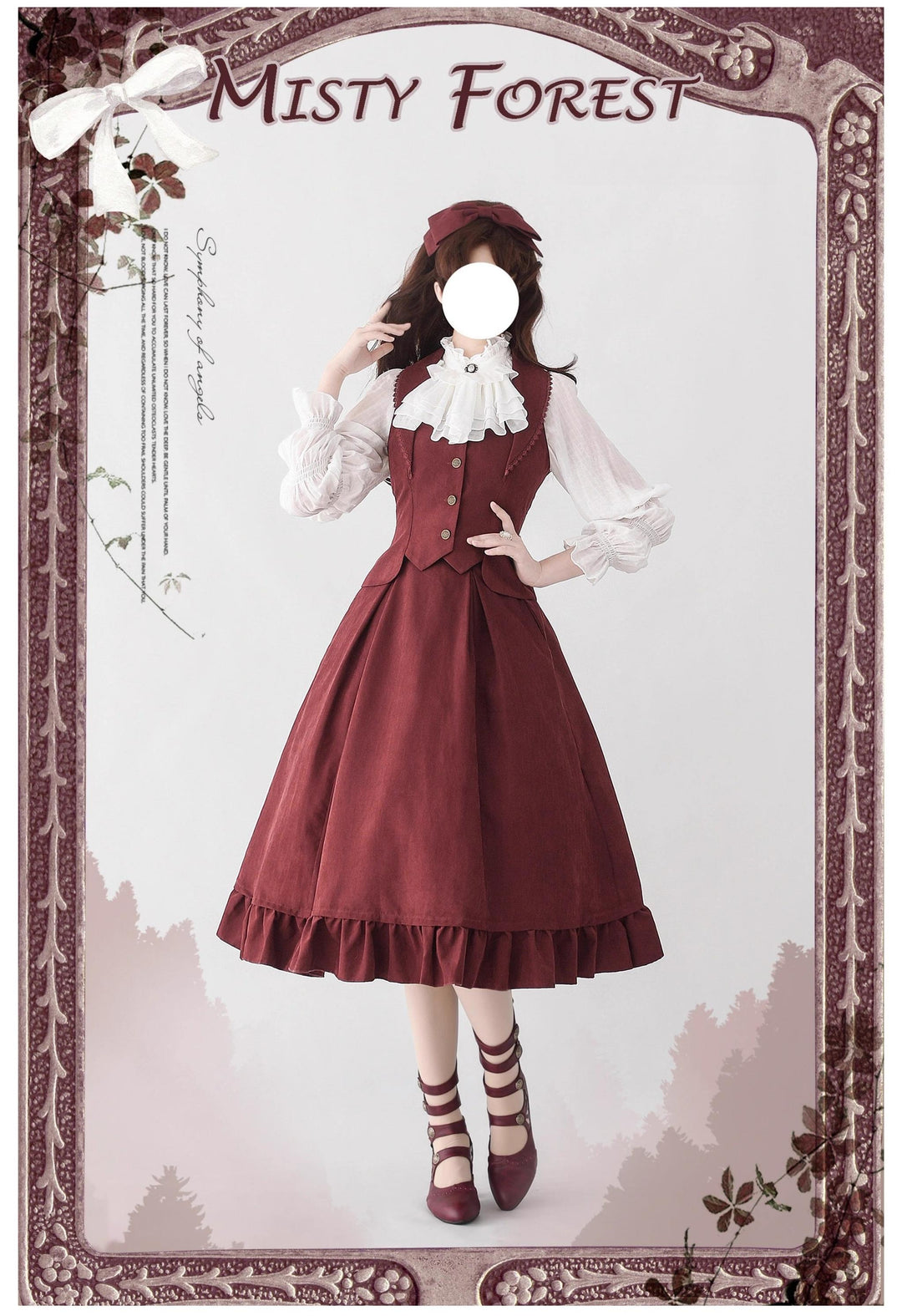 Classic Lolita A-Line Skirt + Button-Front Vest + White Blouse 40944:770487