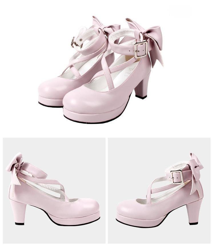 Lolita Shoes High Heel Shoes With Round Toe And Bow Ties Multicolor 31646:369088 31646:369088