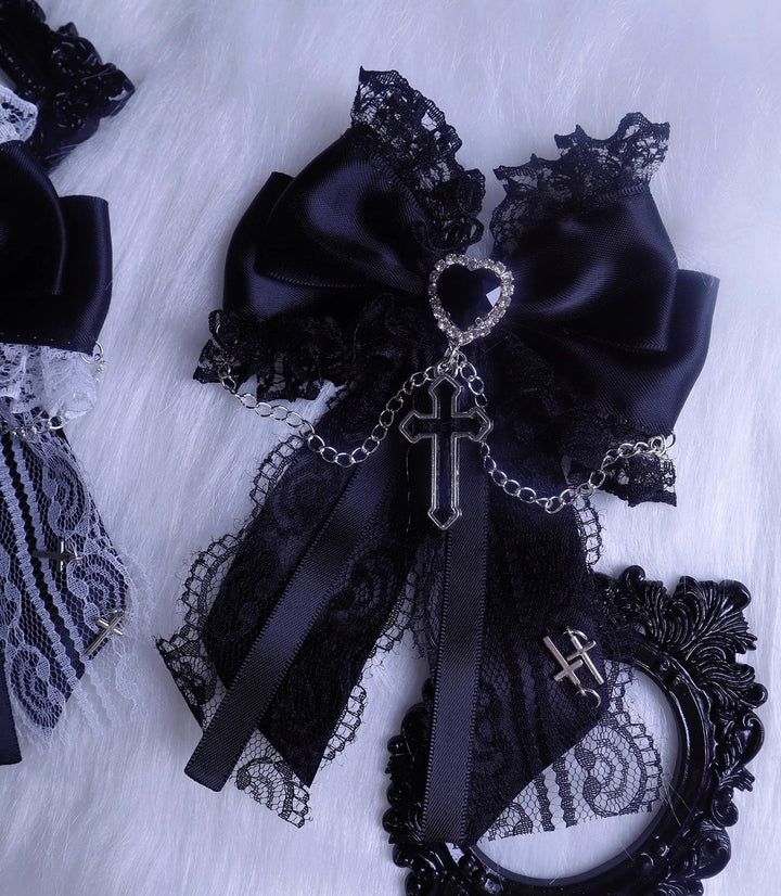Cross Jirai Kei Hair Clip with Heart-shaped Rhinestone 42324:741461