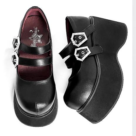 Black Red Platform Shoes Mary Jane Shoes 29728:367942