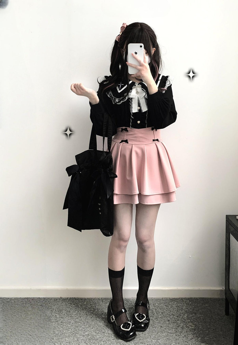 Jirai Kei Skirt Double Layer Puff Skirt with Bow 36770:769265