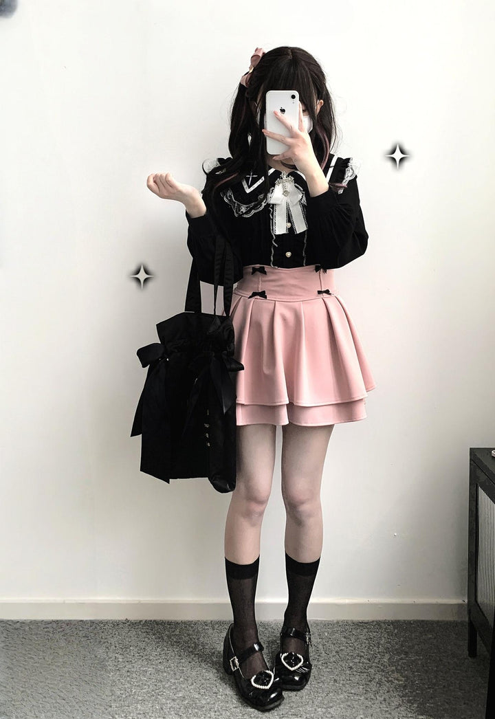 Jirai Kei Skirt Double Layer Puff Skirt with Bow 36770:769265