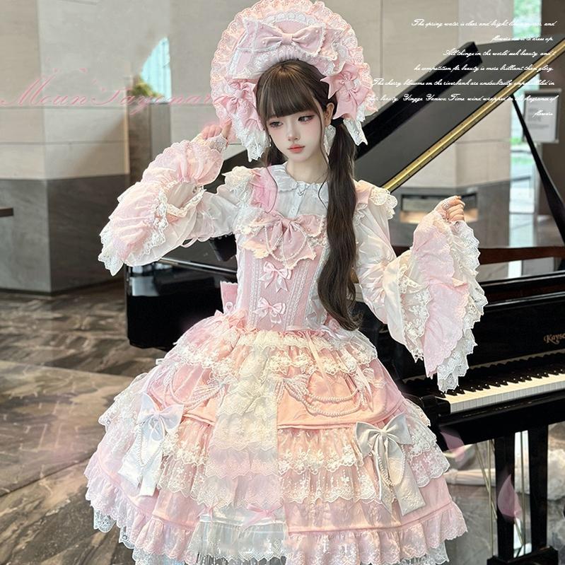 Vintage Lolita Dress Pink Doll-like Dress Princess Sleeve Blouse BNT 41170:697900