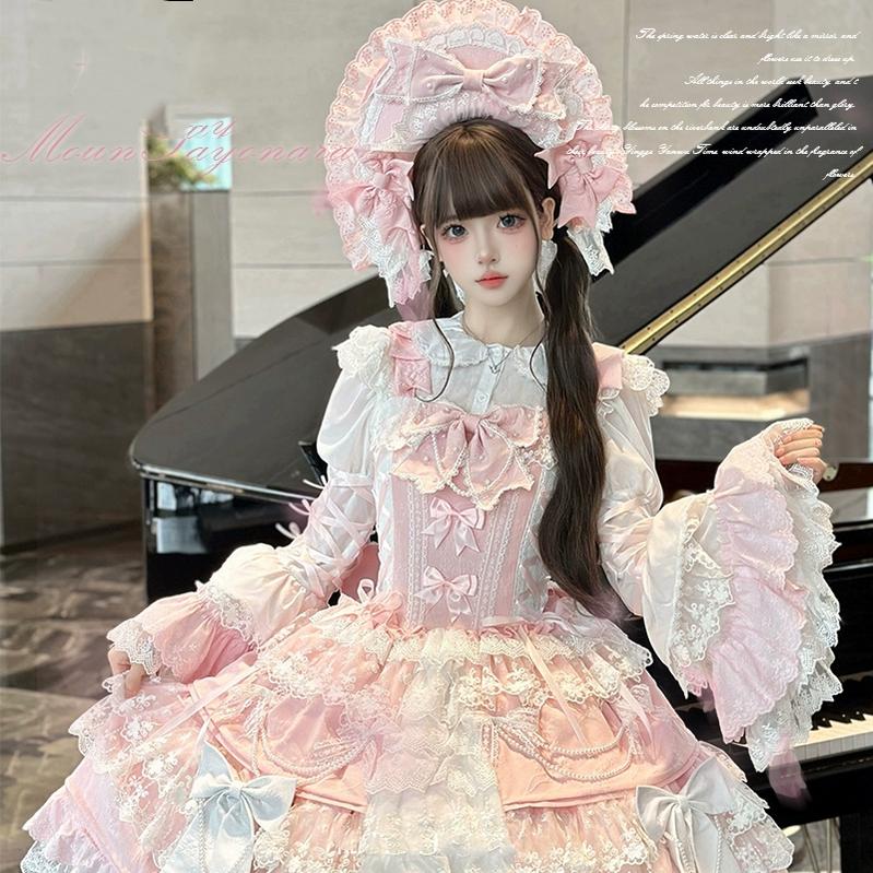 Vintage Lolita Dress Pink Doll-like Dress Princess Sleeve Blouse BNT 41170:697912
