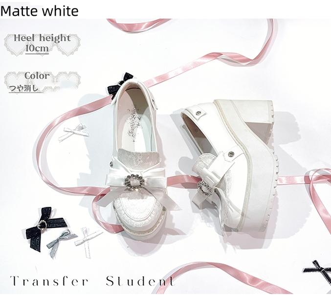 Jirai Kei Shoes Bow Tie Rhinestone Platforms High-heel Shoes 38516:591202