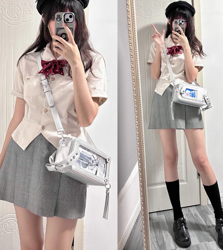 Gyaru Ita Bag Brick-like Crossbody Bag Motorcycle Handle Bag 41756:719652