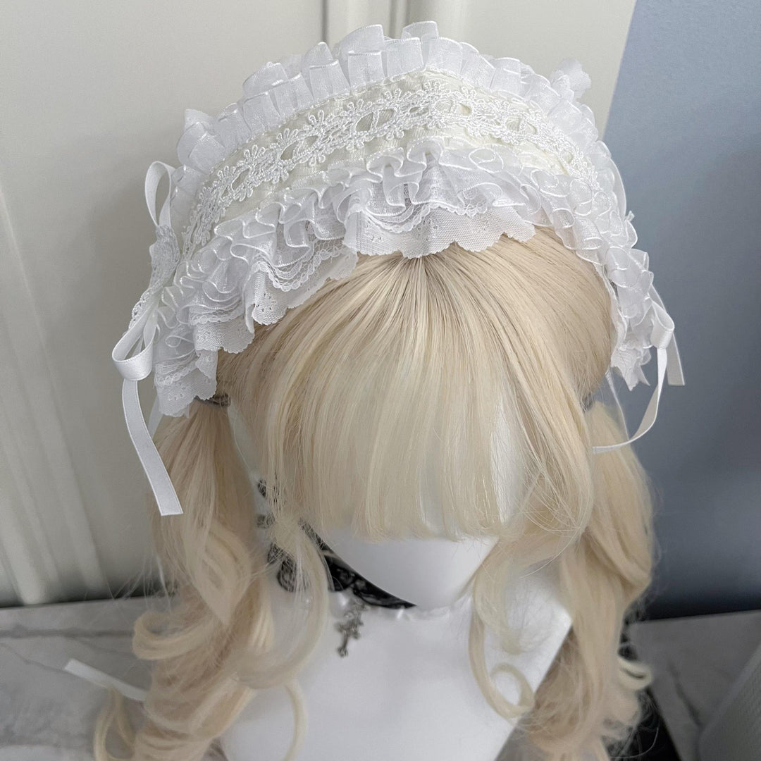 Gothic Lolita Lace Headband, Fixed Clips 43195:771596