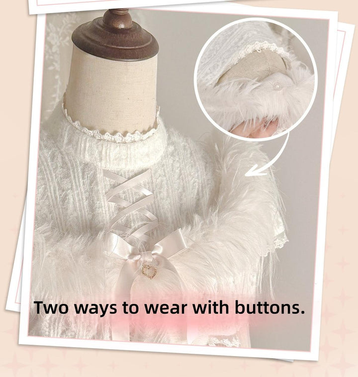 Seiso Kei Elegant Dress, Pink and White Knit 44113:796897