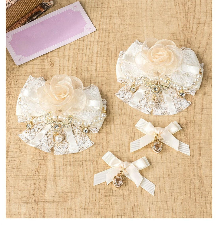 Jirai Kei Hair Clip in Mini & Rose Styles with Pearl Accents 42802:754702