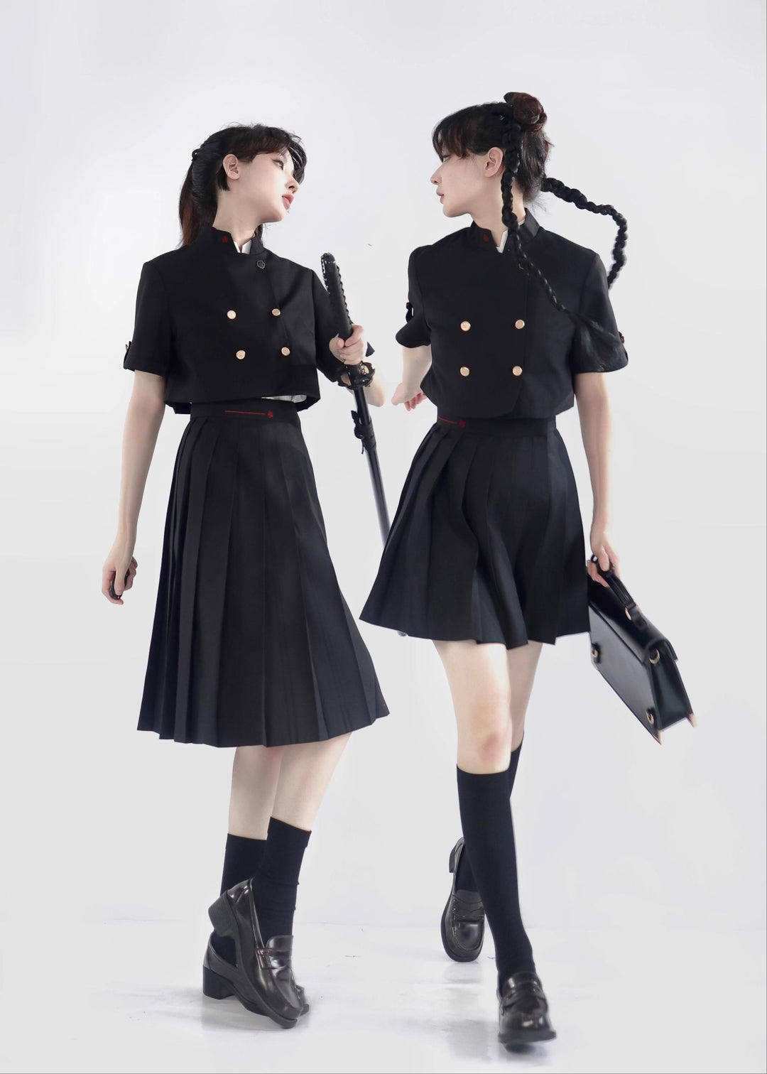 JK Uniform Pleated Skirts with Six Lengths & Embroidered Coat (L M S XL XS XXL) 42566:746359
