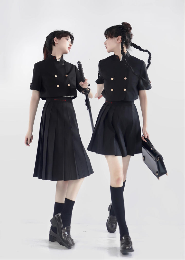JK Uniform Pleated Skirts with Six Lengths & Embroidered Coat (L M S XL XS XXL) 42566:746359
