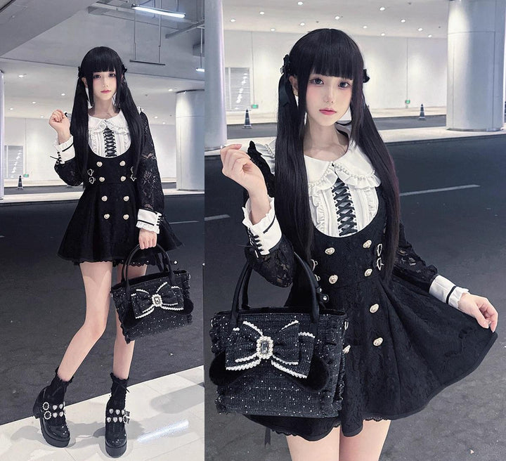 Ryousangata Style Handbag, Bow and Plush Ears 43680:782732
